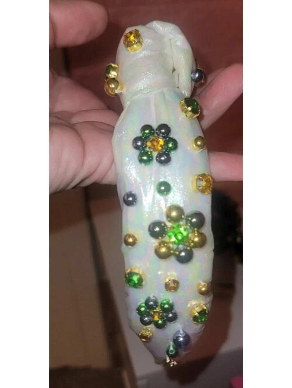 BRIANNA CANNON GIRLS MARDI GRAS BEADED HEADBAND PEARL RHINESTONE HAIR ACCESSORY